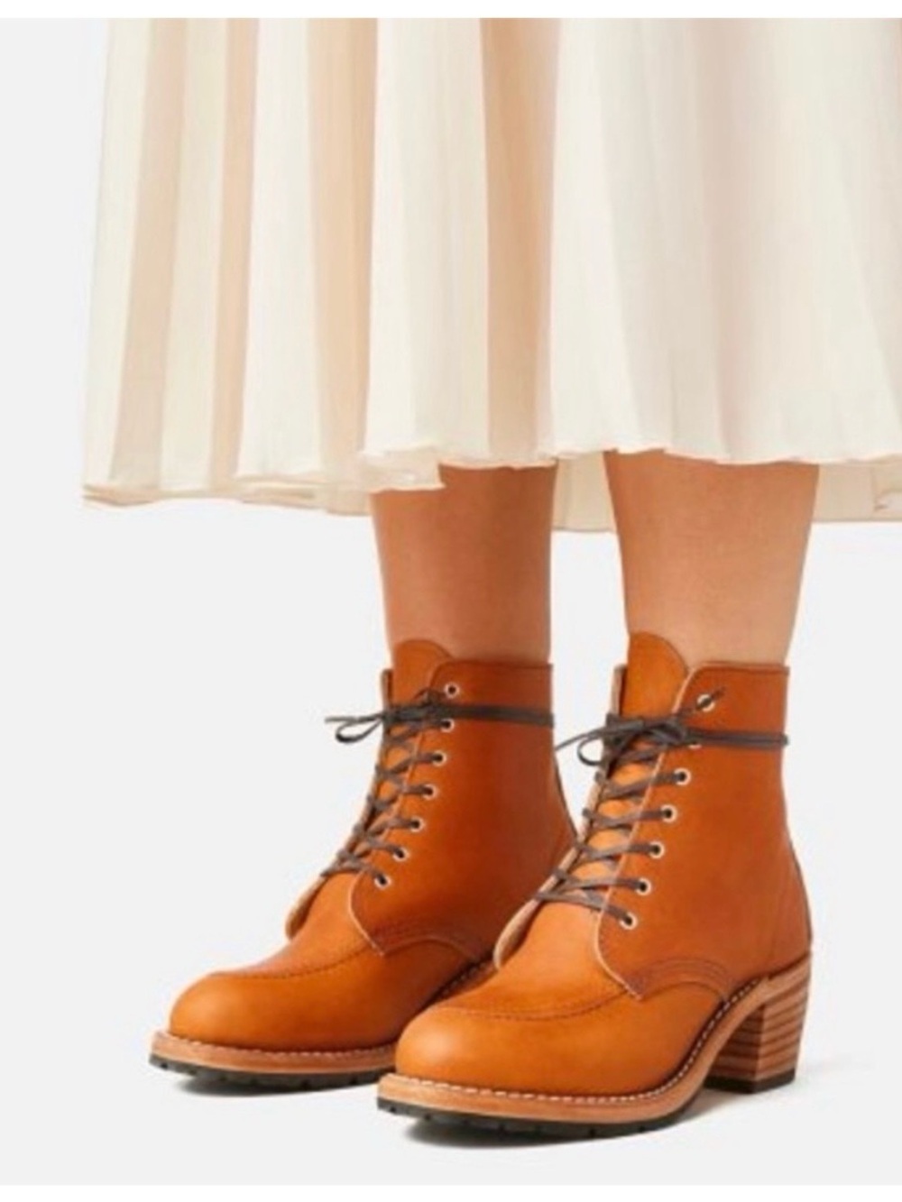 Red Wing Shoes Clara Heritage Cognac Leather Lace-Up Heeled Ankle Boots